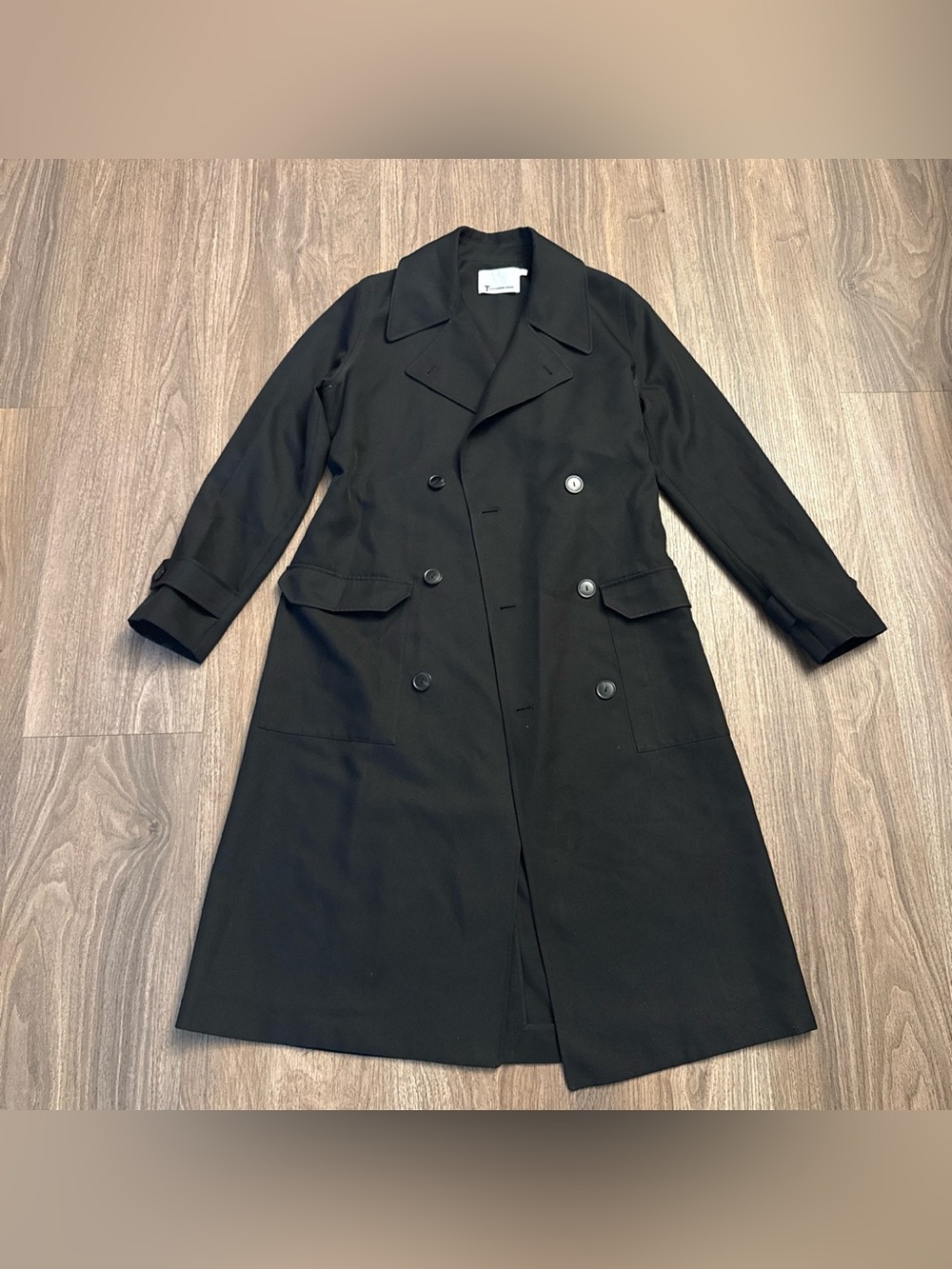 T by Alexander Wang size 4 belted Black trench coat with double-breasted buttons